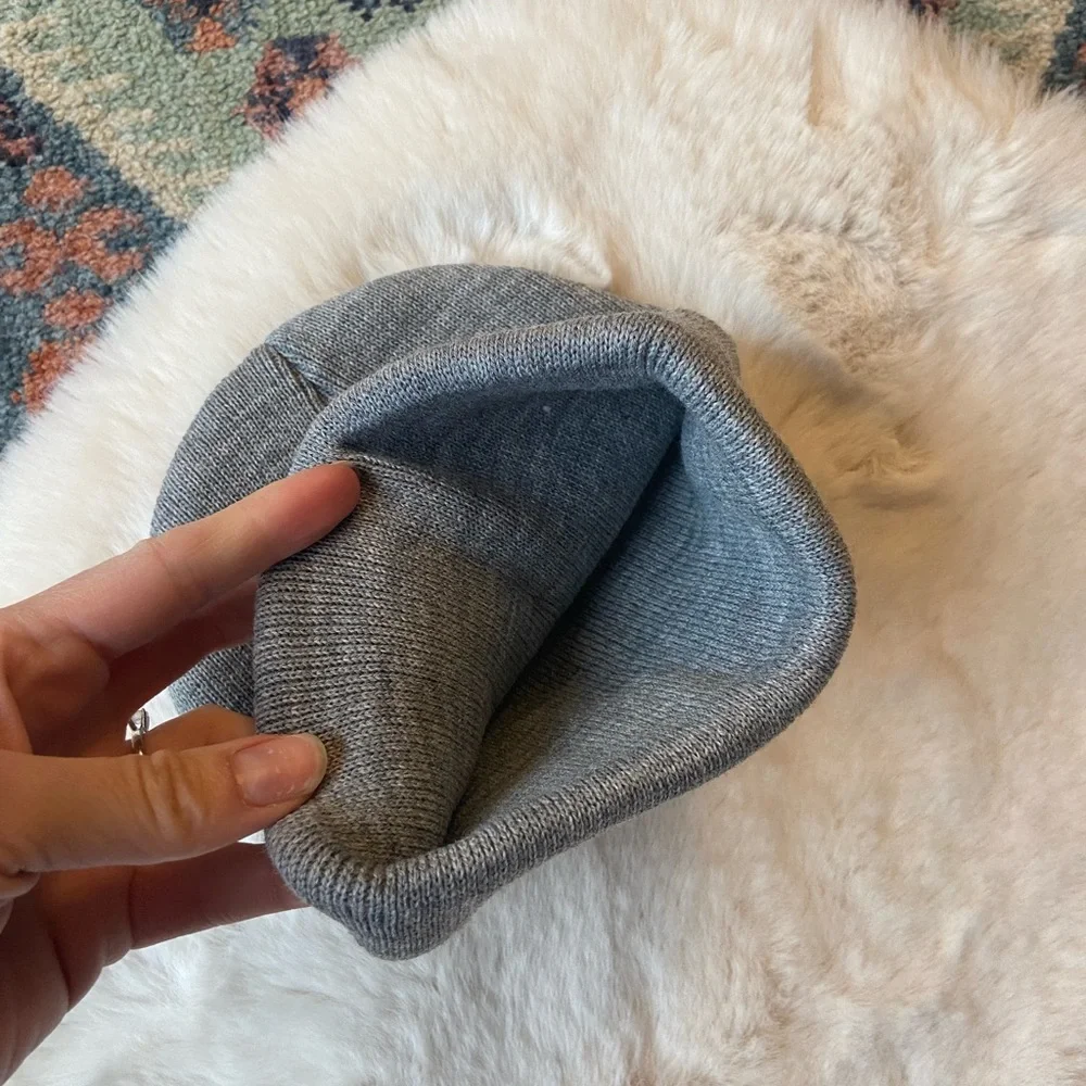Grey knit beanie fold over basic hat OSFM new without tags unisex ships daily!